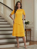 Eden Mae Gold front view mother of the bride dress