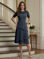 Eden Mae Navy Blue front view mother of the bride dress