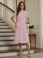 Eden Mae Rose Pink front view mother of the bride dress