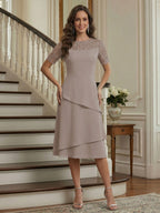 Eden Mae Taupe front view mother of the bride dress