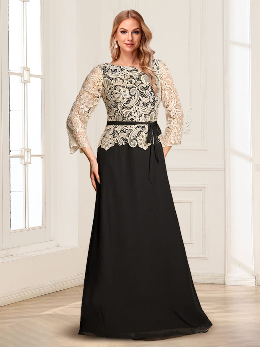 Iris Rose Black front view mother of the bride dress