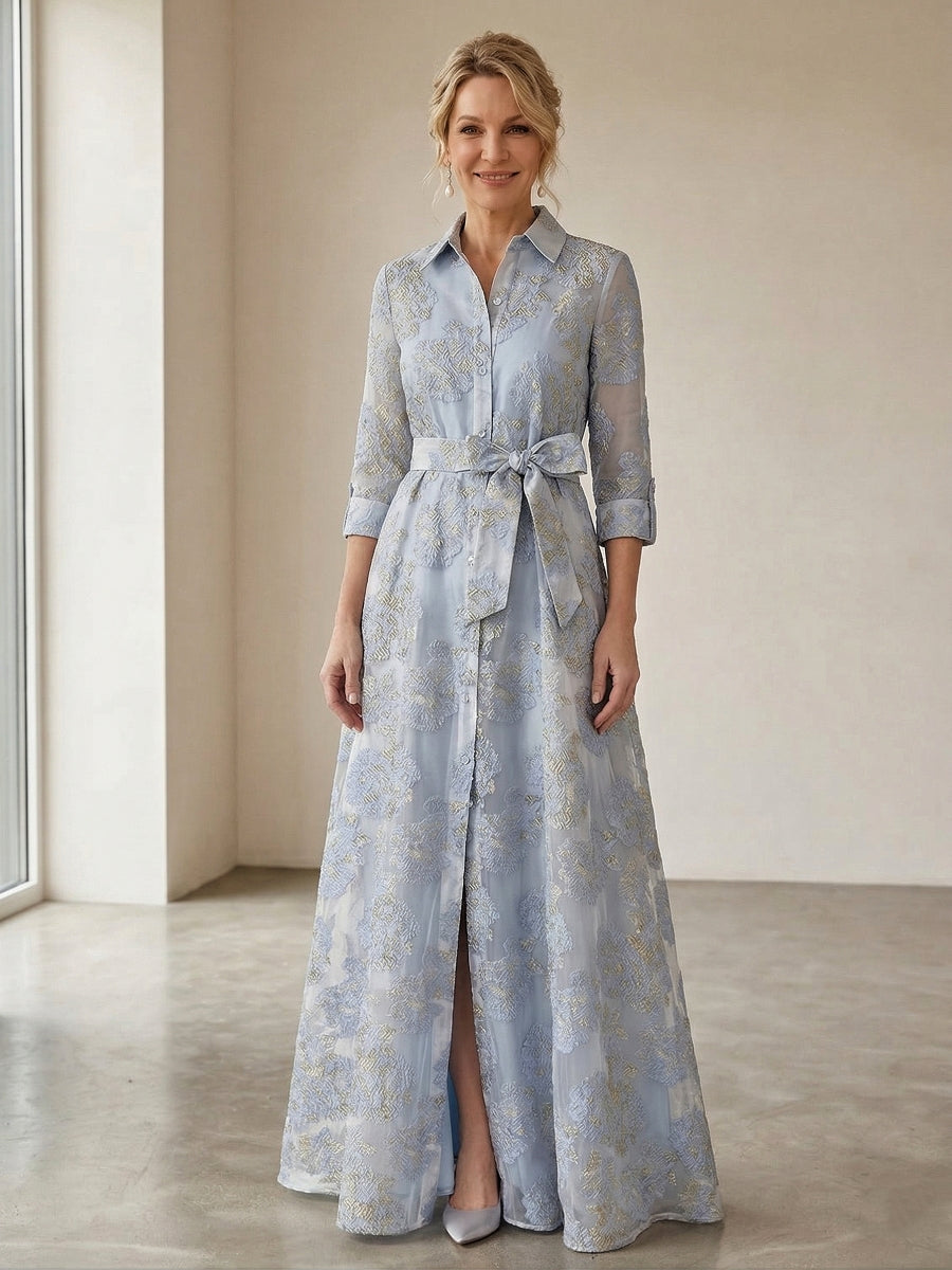 Daphne Lisette Sky Blue front view mother of the bride dress