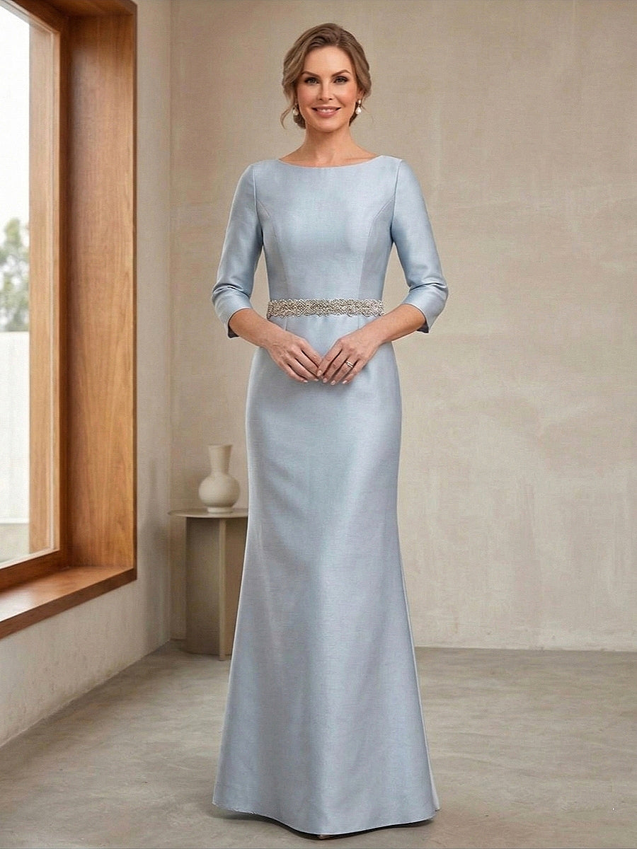 Delphine Iris Sky Blue front view mother of the bride dress