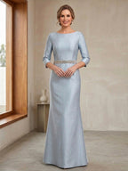 Delphine Iris Sky Blue front view mother of the bride dress