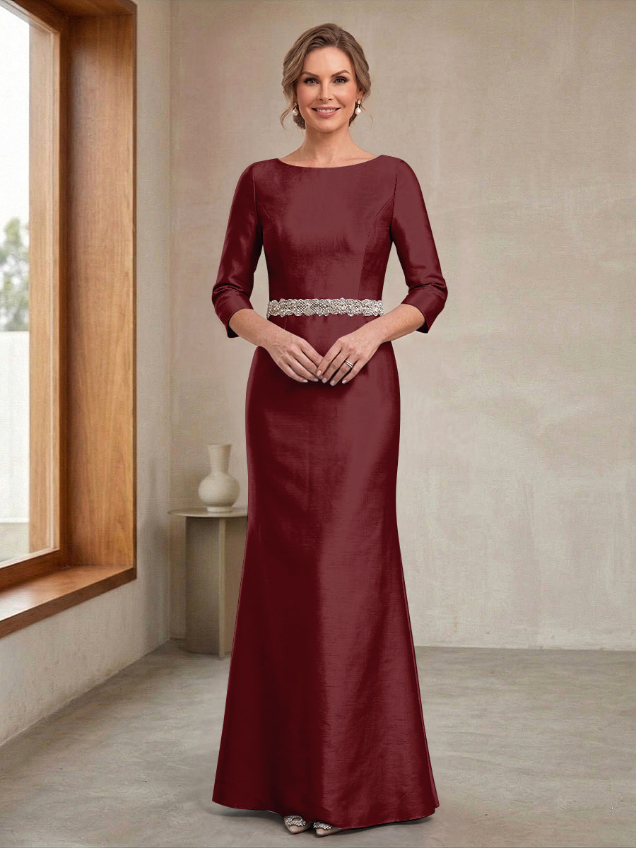 Marina burgundy front view mother of the bride dress