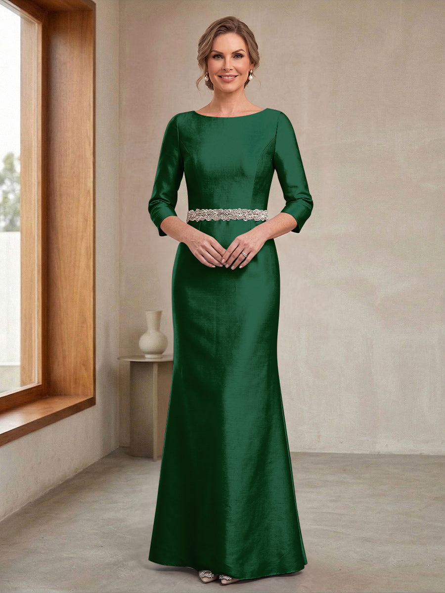 Delphine Iris Hunter Green front view mother of the bride dress