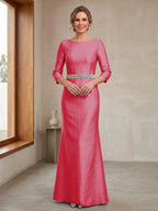 Marina hot pink front view mother of the bride dress