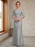 Delphine Iris Grey front view mother of the bride dress