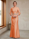 Delphine Iris Orange front view mother of the bride dress
