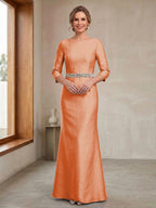 Delphine Iris Orange front view mother of the bride dress