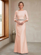 Delphine Iris Peach front view mother of the bride dress