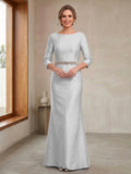 Delphine Iris Silver front view mother of the bride dress