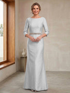 Delphine Iris Silver front view mother of the bride dress