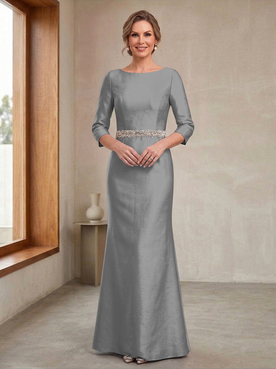 Marina steel grey front view mother of the bride dress