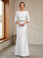 Marina white front view mother of the bride dress