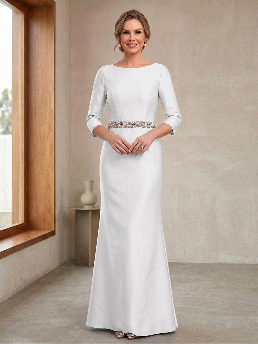 Delphine Iris White front view mother of the bride dress