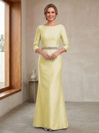 Marina yellow front view mother of the bride dress