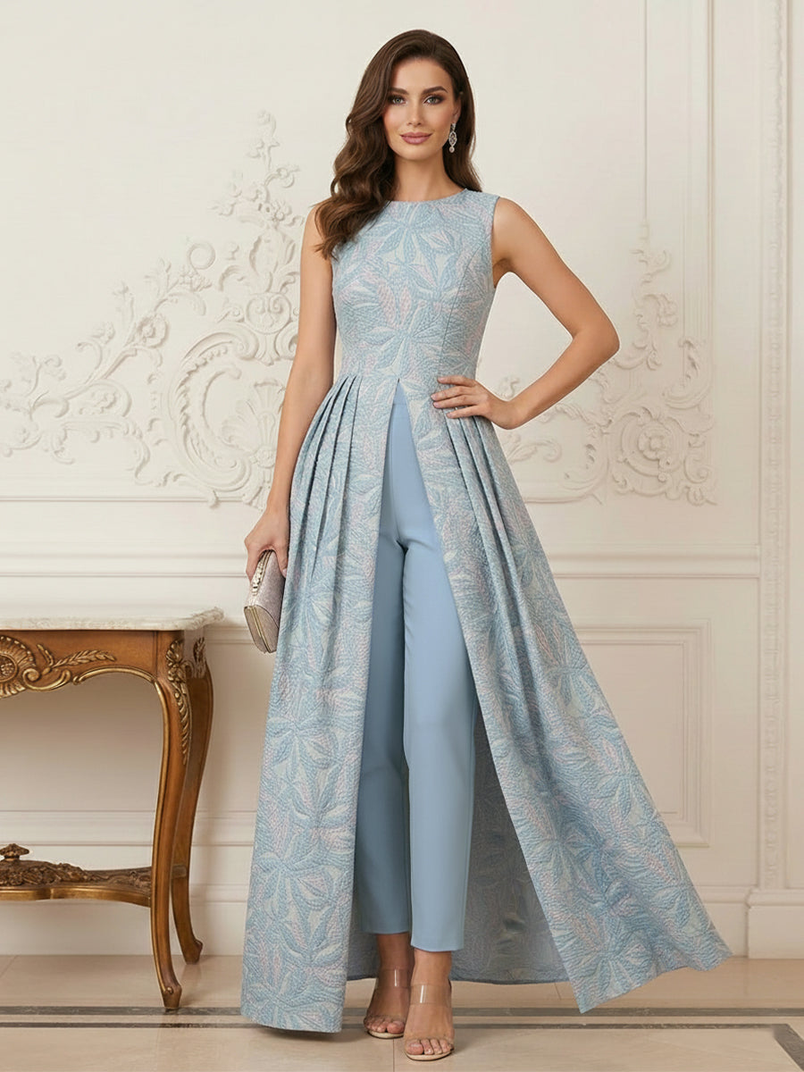 Flora Mae Sky Blue front view mother of the bride dress