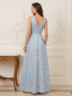 Flora Mae Sky Blue back view mother of the bride dress