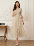 Jessalyn Rue Champagne front view mother of the bride dress