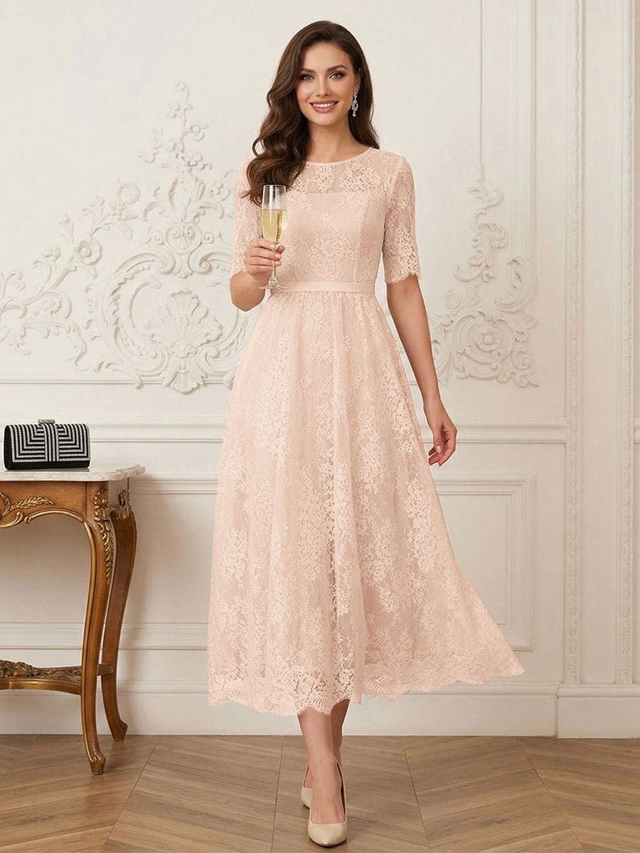 Jessalyn Rue Blush front view mother of the bride dress