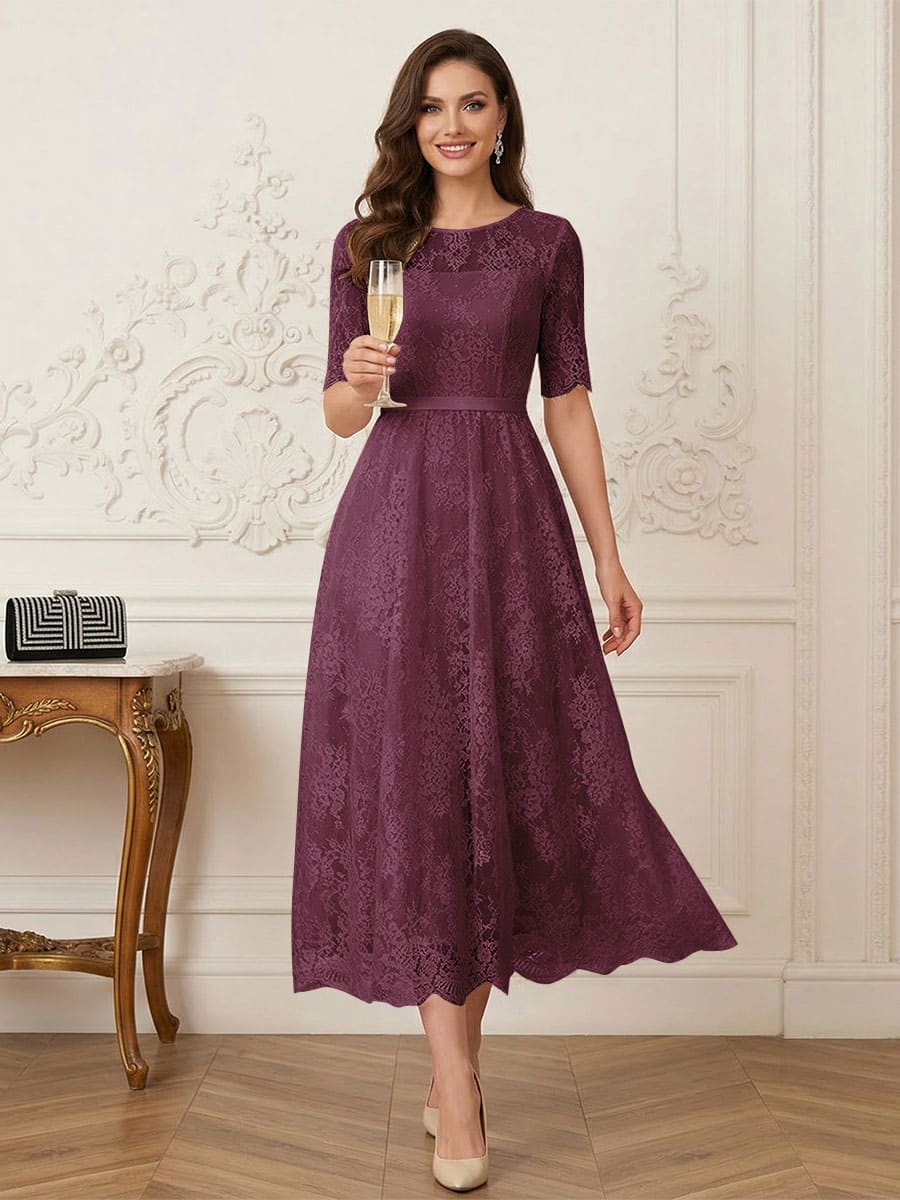 Jessalyn Rue Burgundy front view mother of the bride dress