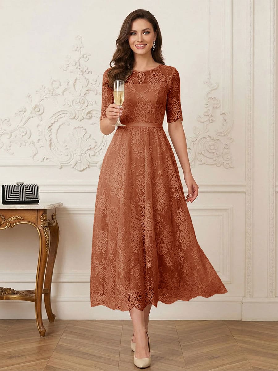 Jessalyn Rue Burnt Orange front view mother of the bride dress
