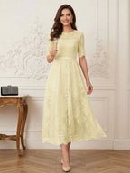 Jessalyn Rue Champagne side view mother of the bride dress