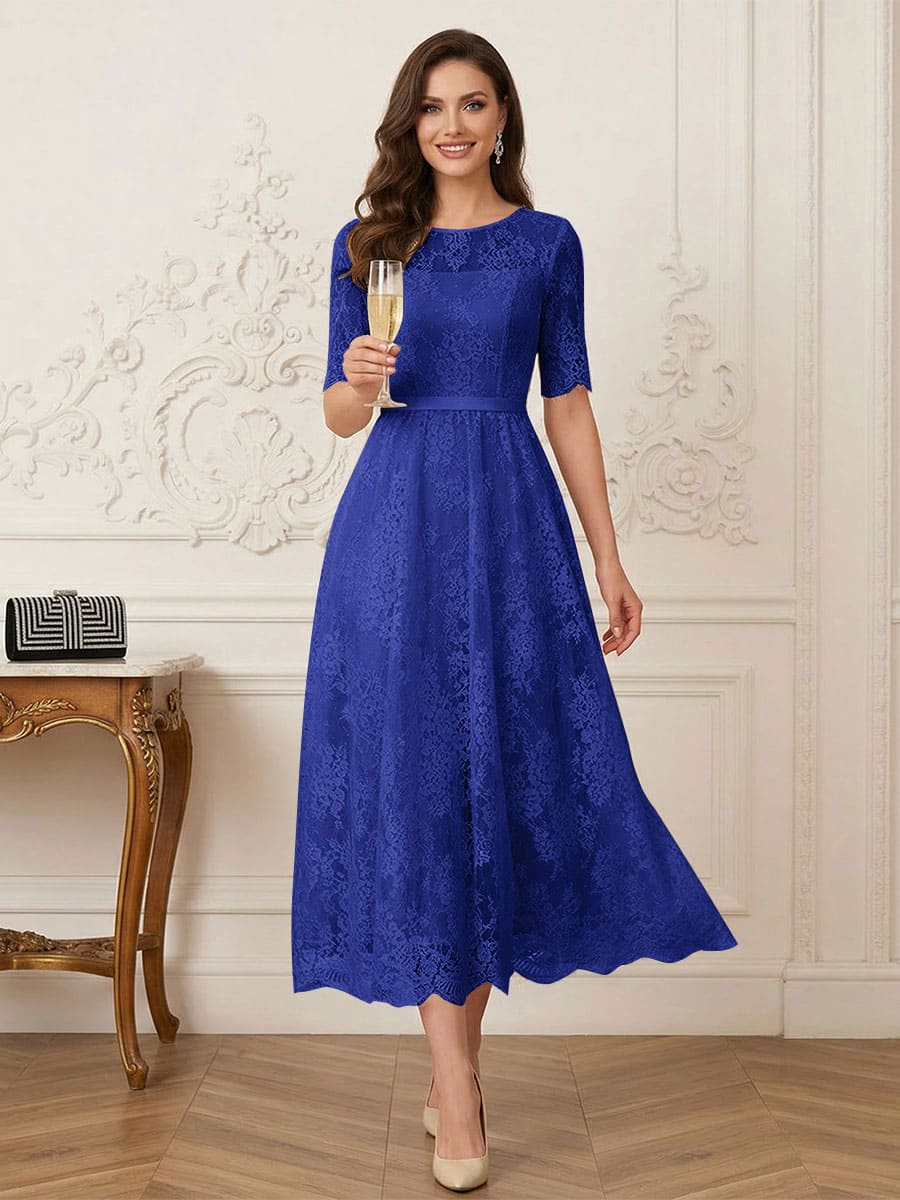 Jessalyn Rue Royal Blue front view mother of the bride dress