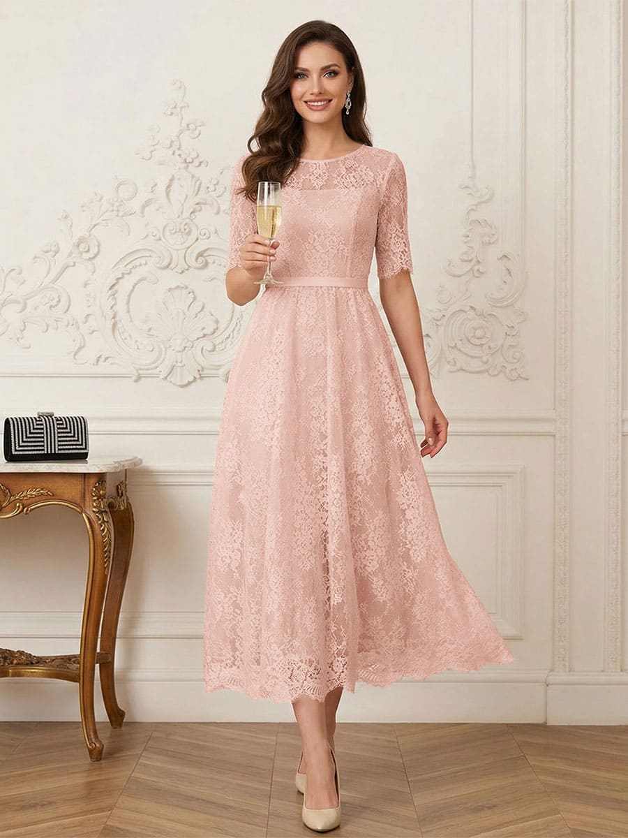 Jessalyn Rue Dusty Rose front view mother of the bride dress
