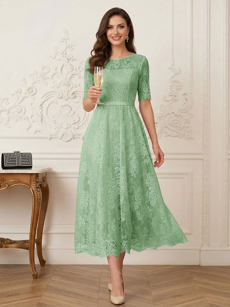Jessalyn Rue Sage Green front view mother of the bride dress
