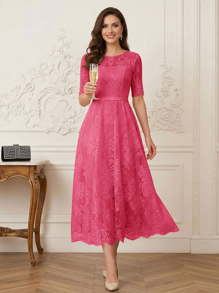 Jessalyn Rue Fuchsia front view mother of the bride dress