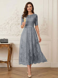 Jessalyn Rue Grey front view mother of the bride dress