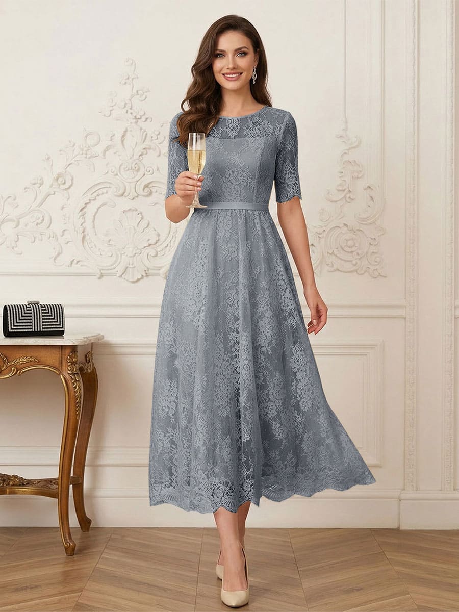 Jessalyn Rue Grey front view mother of the bride dress