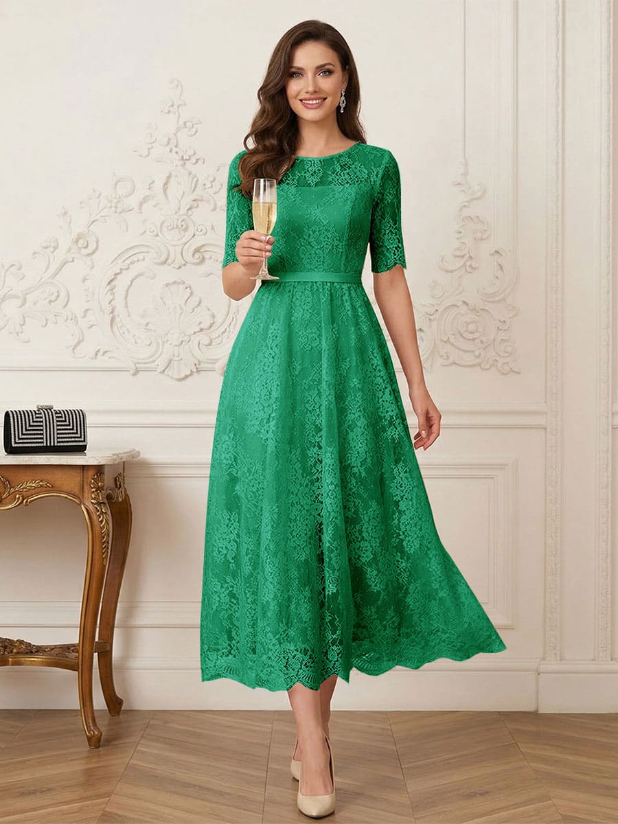 Jessalyn Rue Forest Green front view mother of the bride dress