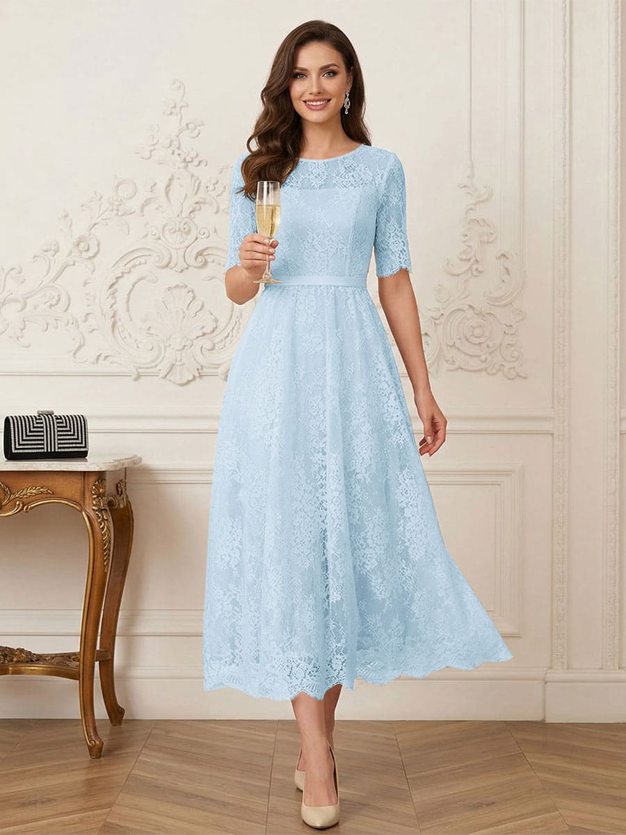 Jessalyn Rue Sky Blue front view mother of the bride dress