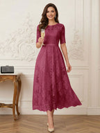Jessalyn Rue Burgundy back view mother of the bride dress
