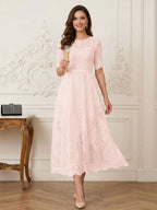 Jessalyn Rue Pearl Pink front view mother of the bride dress