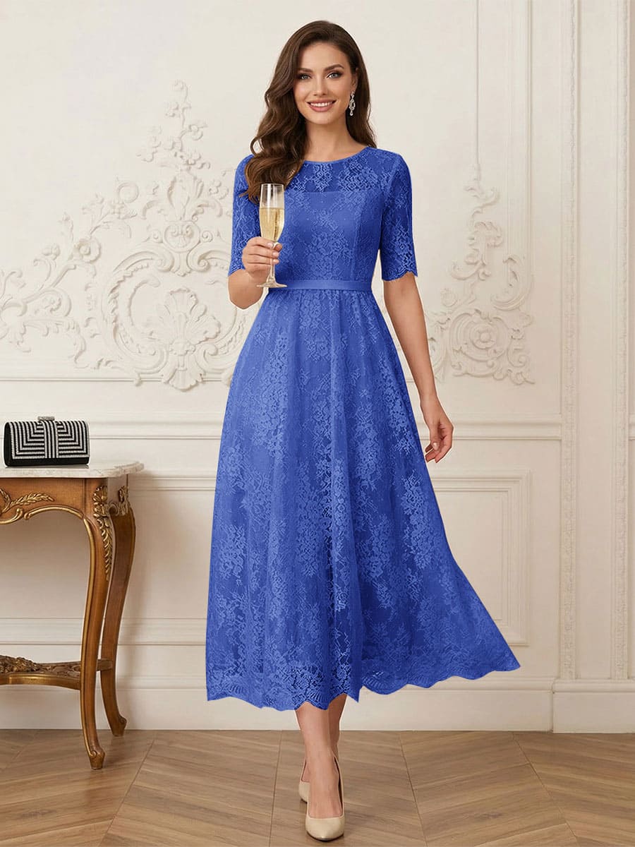 Jessalyn Rue Royal Blue back view mother of the bride dress