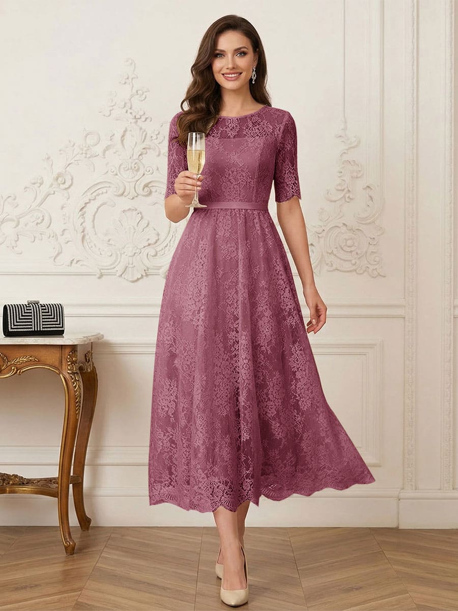 Jessalyn Rue Plum front view mother of the bride dress
