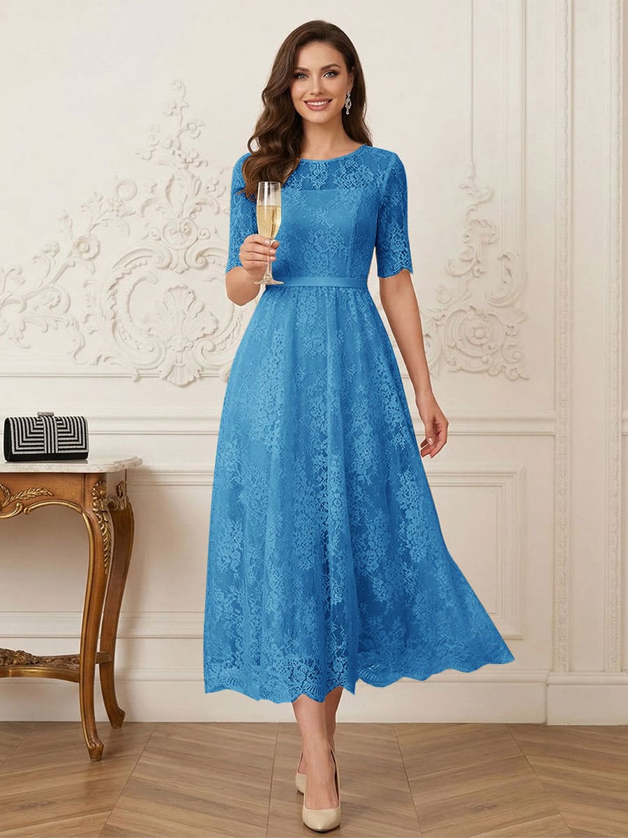 Jessalyn Rue Ocean Blue front view mother of the bride dress