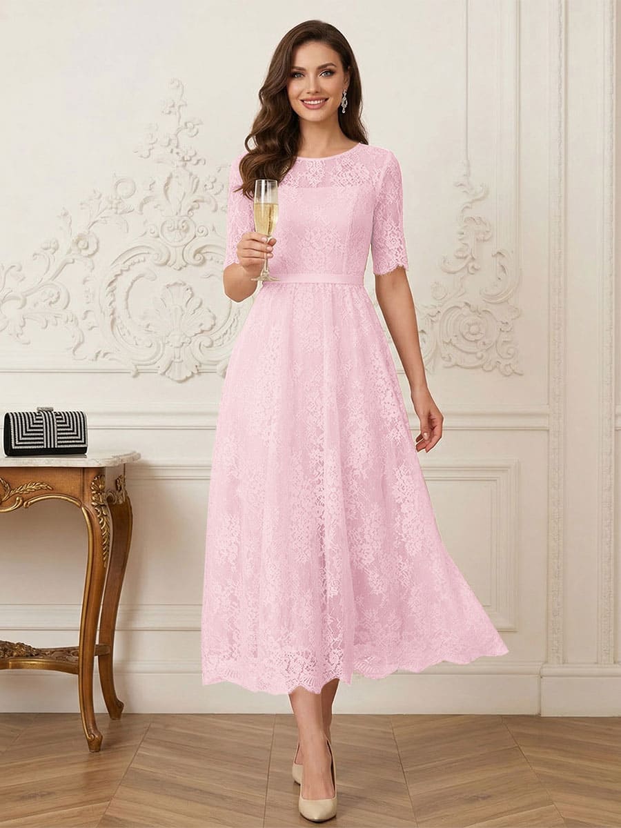 Jessalyn Rue Rose Pink front view mother of the bride dress