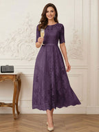 Jessalyn Rue Plum back view mother of the bride dress