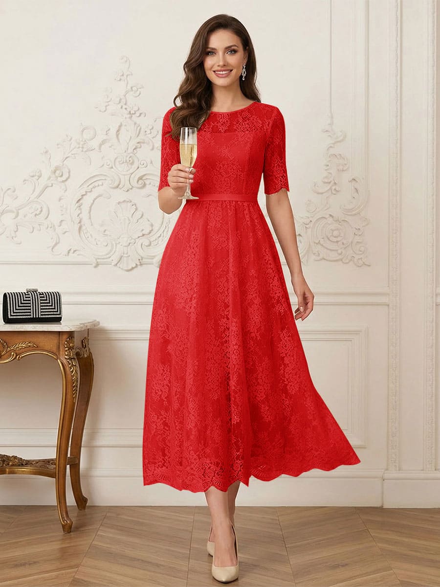Jessalyn Rue Red front view mother of the bride dress