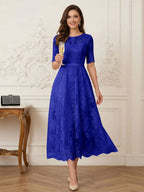 Jessalyn Rue Royal Blue side view mother of the bride dress