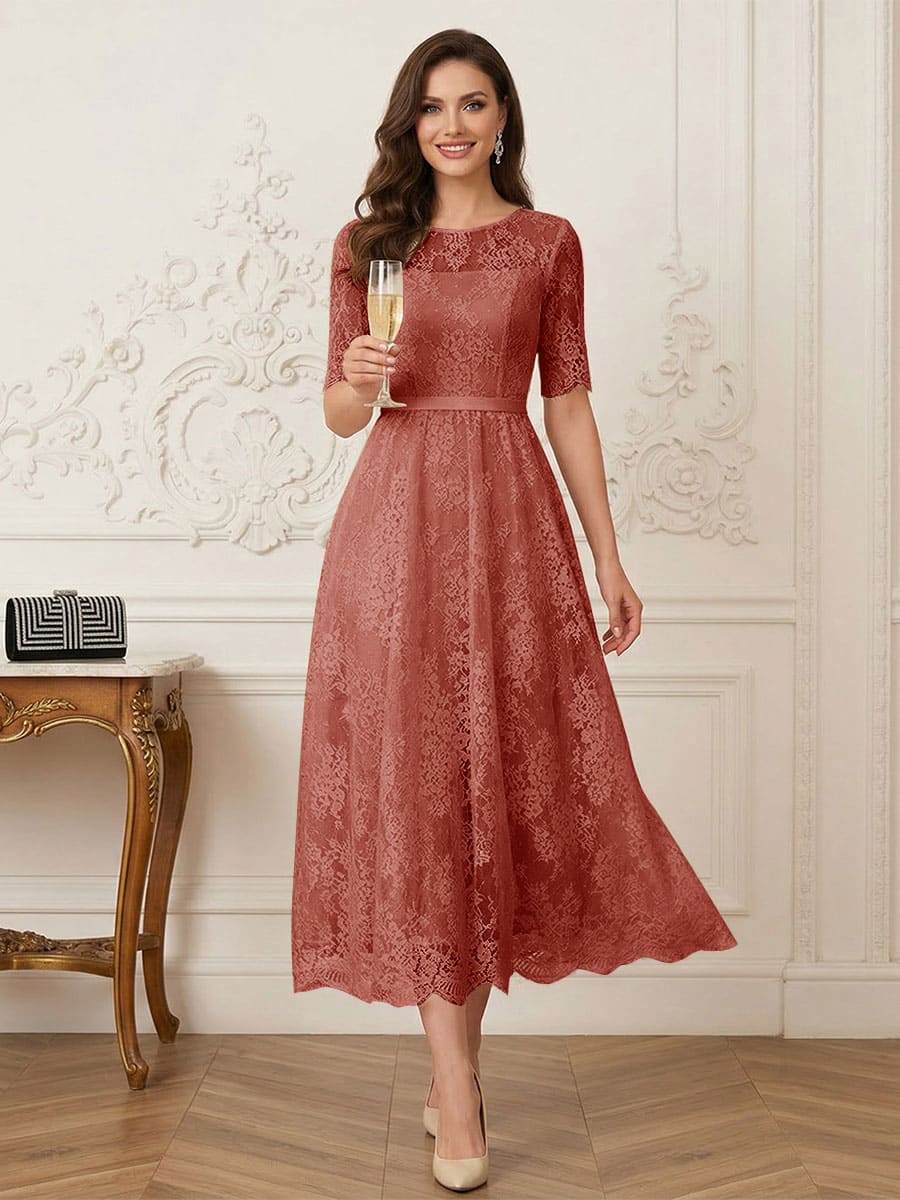 Jessalyn Rue Rust front view mother of the bride dress