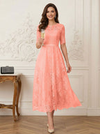 Jessalyn Rue Coral back view mother of the bride dress
