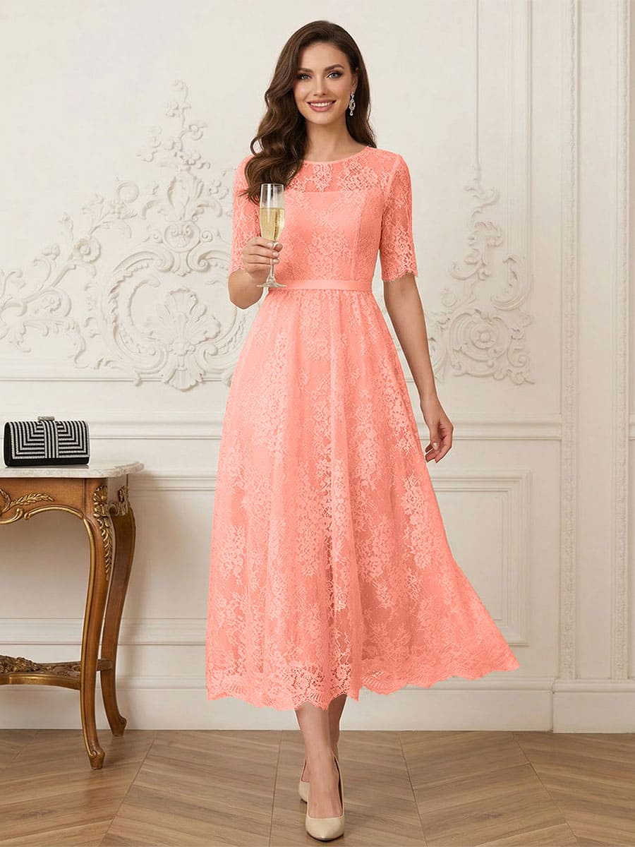 Jessalyn Rue Coral back view mother of the bride dress