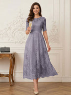 Jessalyn Rue Steel Grey front view mother of the bride dress