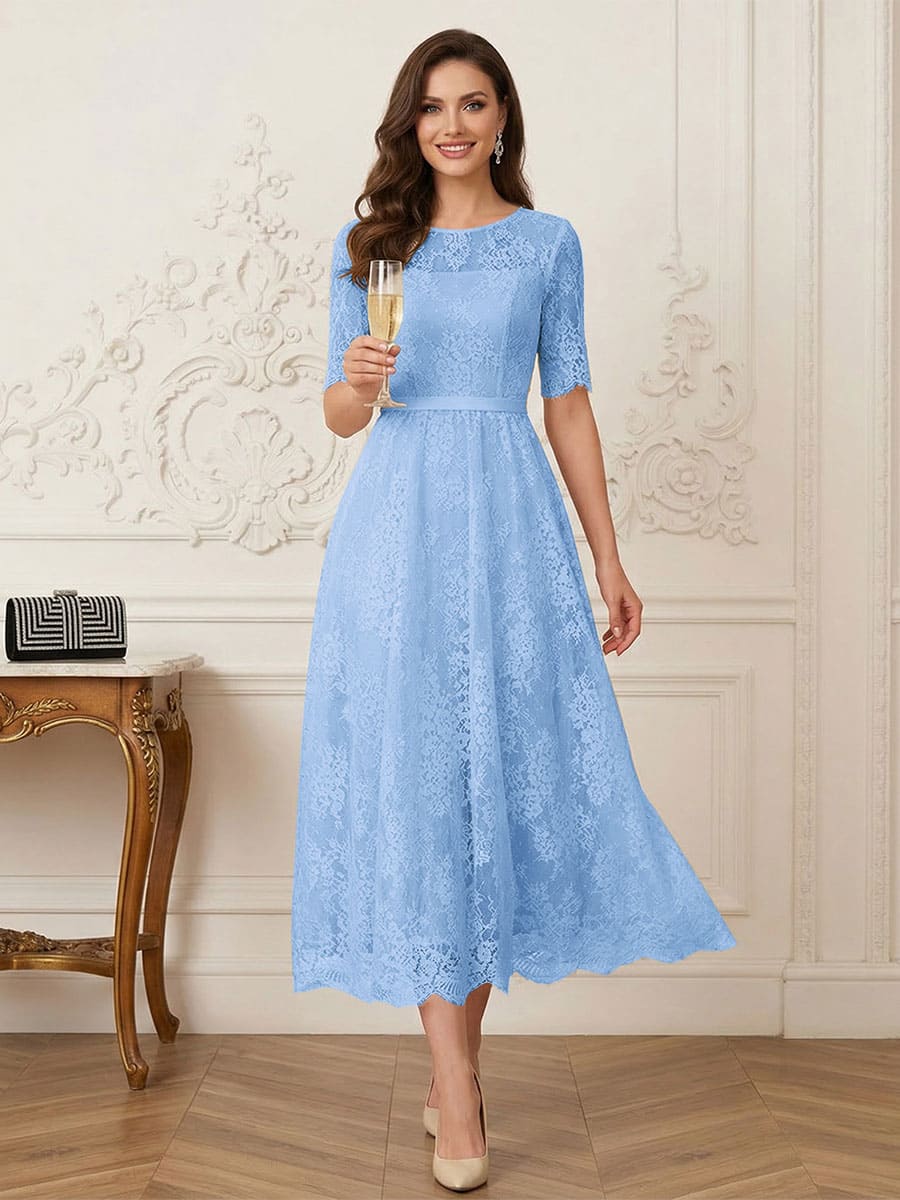 Jessalyn Rue Sky Blue side view mother of the bride dress